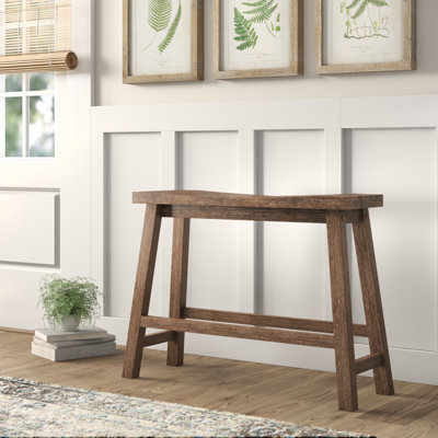 Colynn Saddle Seat Bench with Angled Frame, Sandblasted Acacia Wood