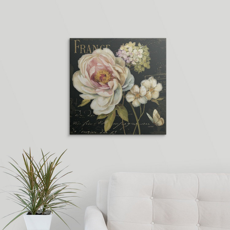 /"Marche de Fleurs on Black/" Canvas Art Print