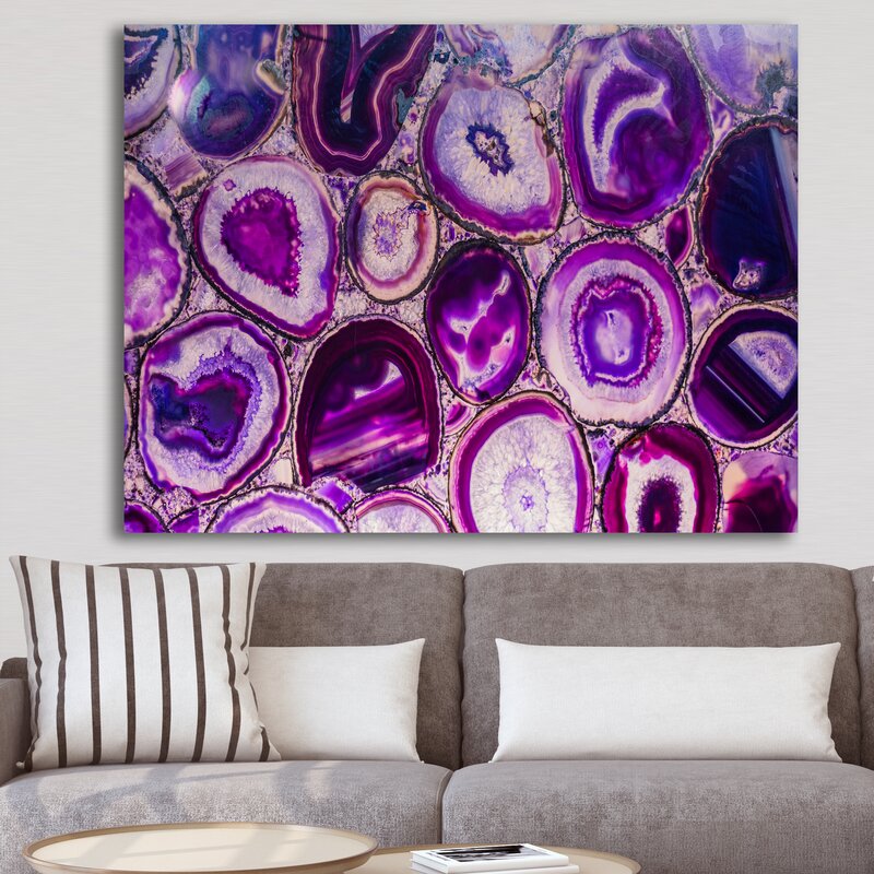 Violet Agate Geode - Print on Canvas - Purple Agate Wall Decorations