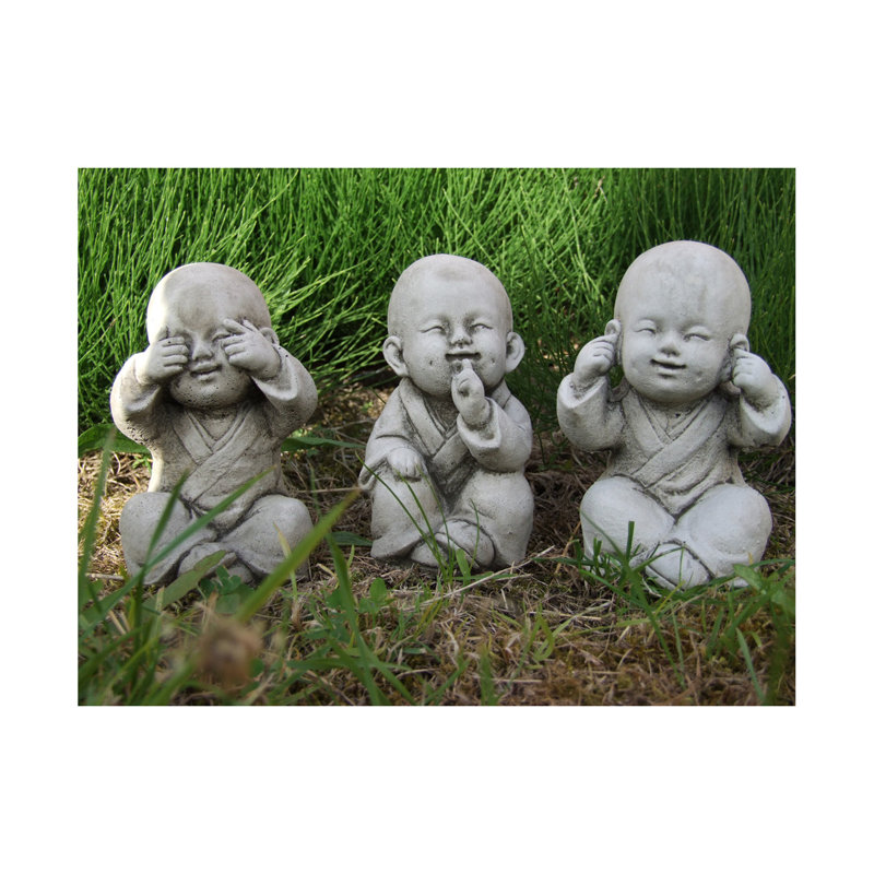 World Menagerie Daggett 3 Piece Wise Monks Buddha Garden Statue