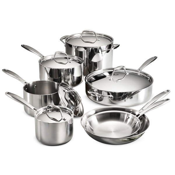 Saucepans Casserole Pan and Frying Pan Tri-Ply Professional 5 Piece Stainless Steel Cookware Set 
