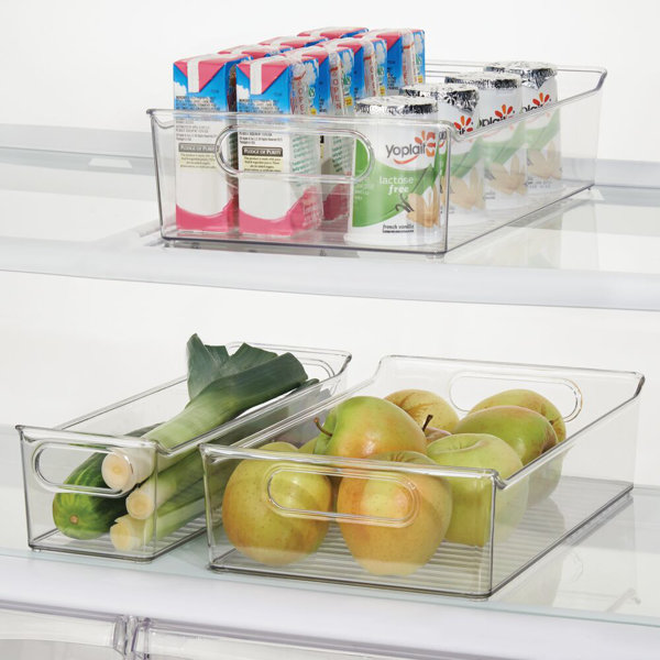 2 Pack Clear mDesign Wide Plastic Kitchen Pantry Cabinet Food Storage Bin 