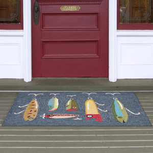 Buckeys Playing Hooky Hand-Tufted Gray Indoor/Outdoor Area Rug