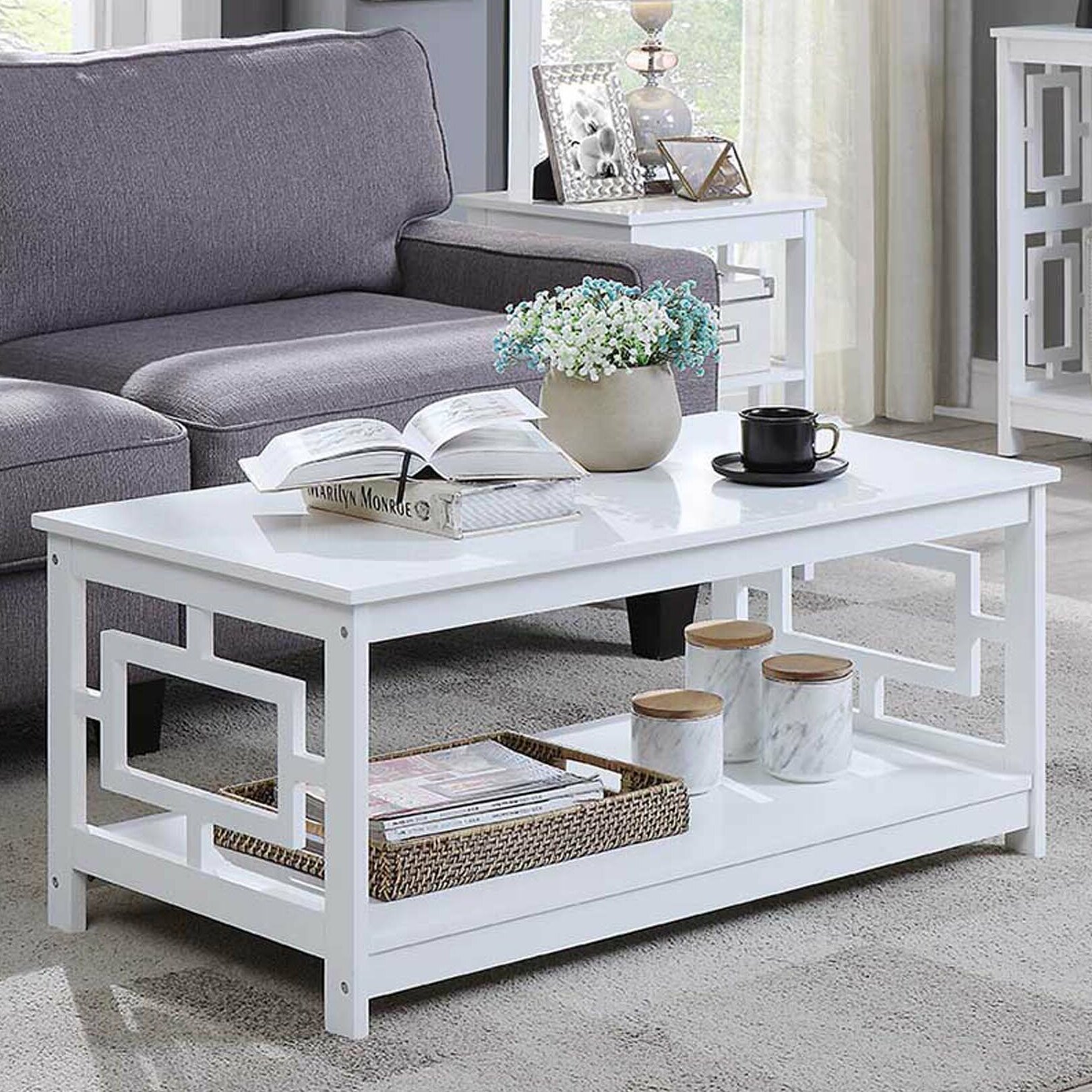 white high gloss coffee table wayfair