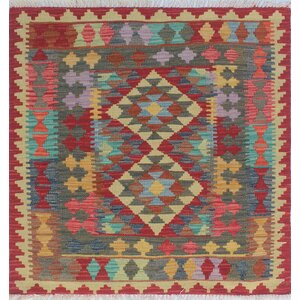 One-of-a-Kind Vallejo Kilim Lumya Hand-Woven Wool Red Area Rug