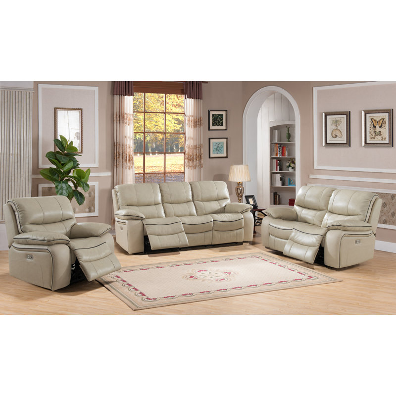 Red Barrel Studio® Deshaun Reclining 3 Piece Leather ...