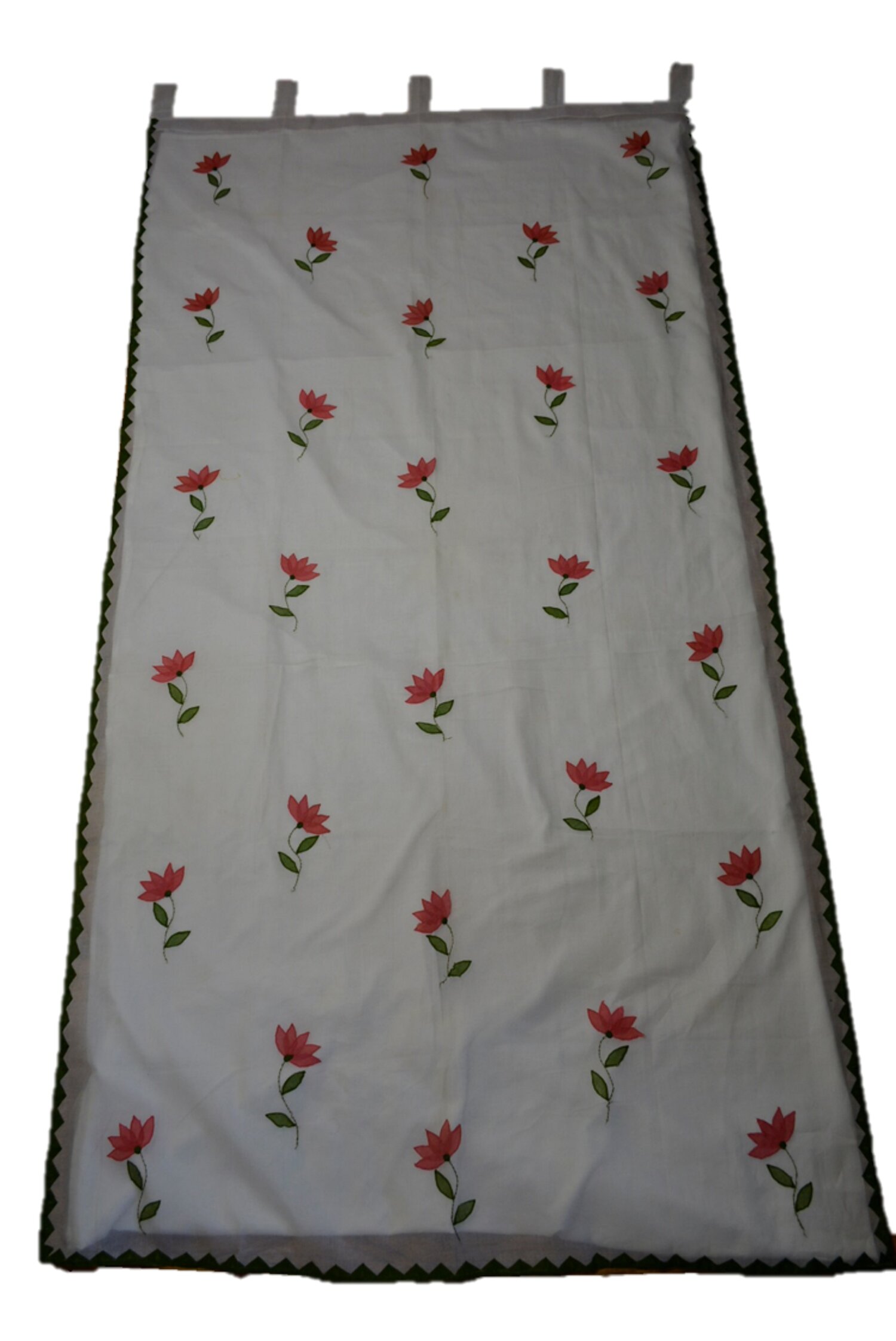 COTTON AND ORGANDI white with cutout and applique of a tree of life pattern