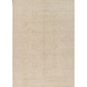 Oushak Hand-Knotted Beige Area Rug