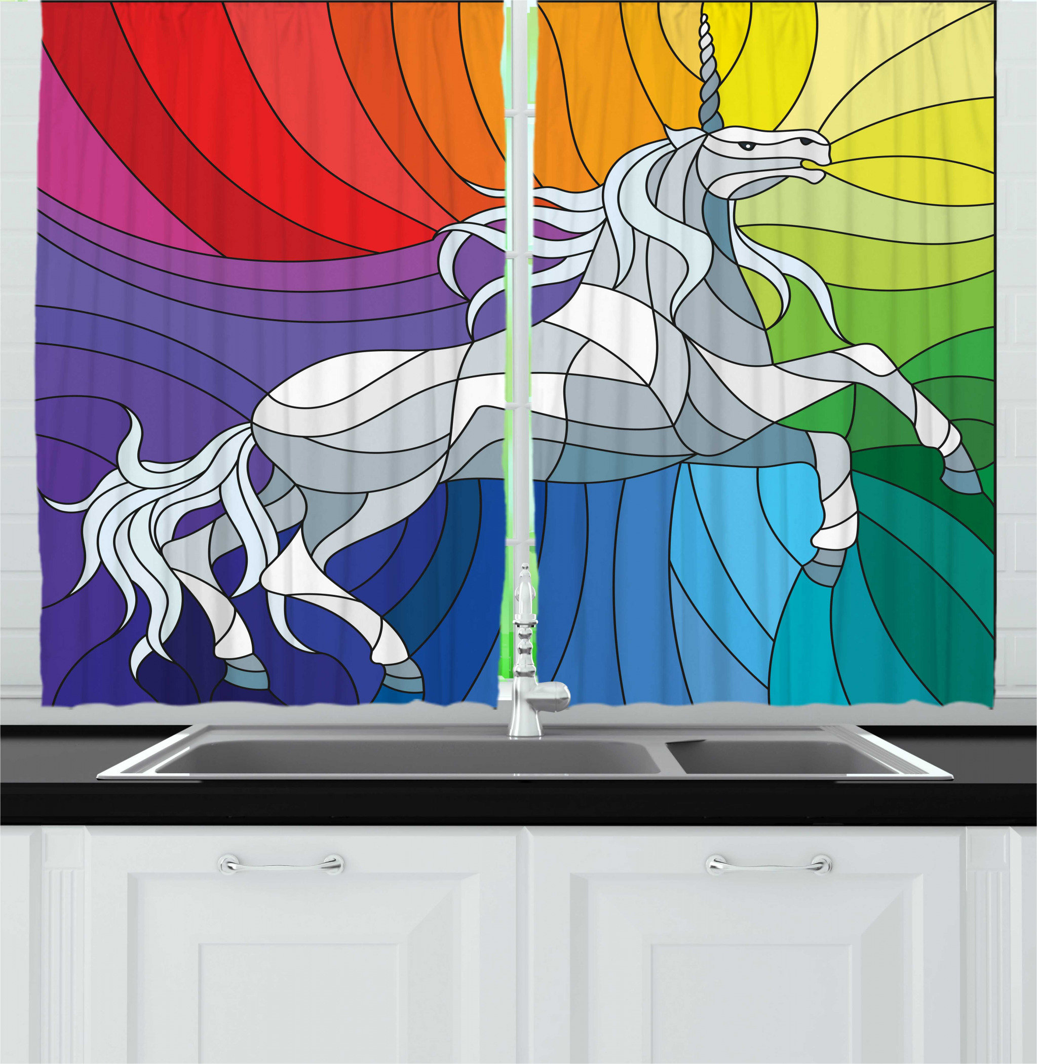 East Urban Home 2 Piece Unicorn Stained Glass Themed Mosaic