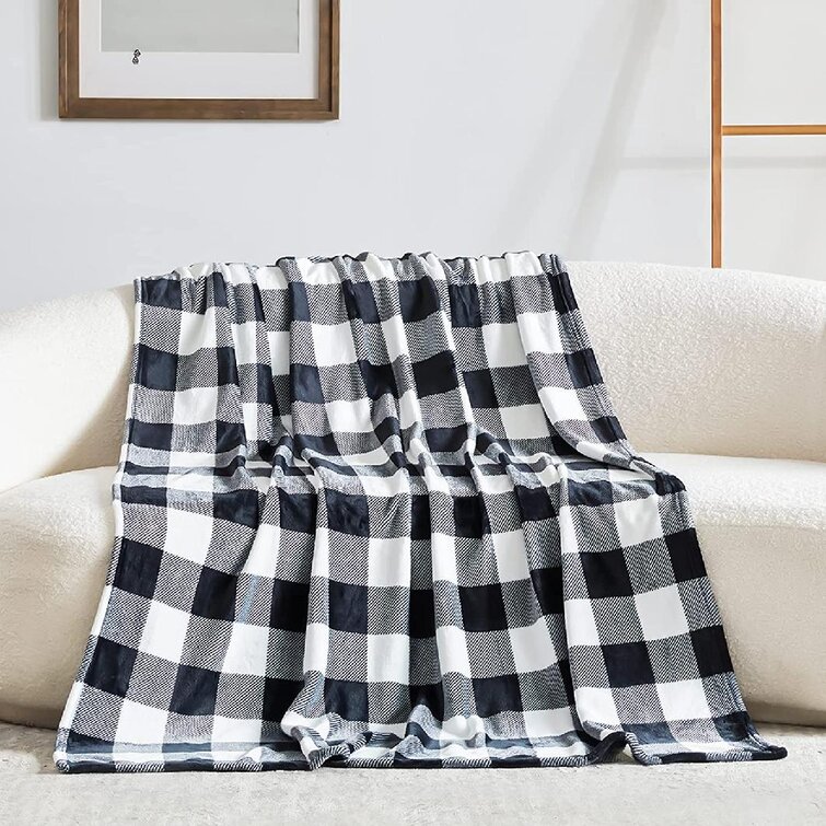 Striped Throw Blanket Black and White for Bed Couch Soft Fleece Comforter 50x60 Small Flannel Outdoor Microfiber Cozy Comfy Decorative for All Season 