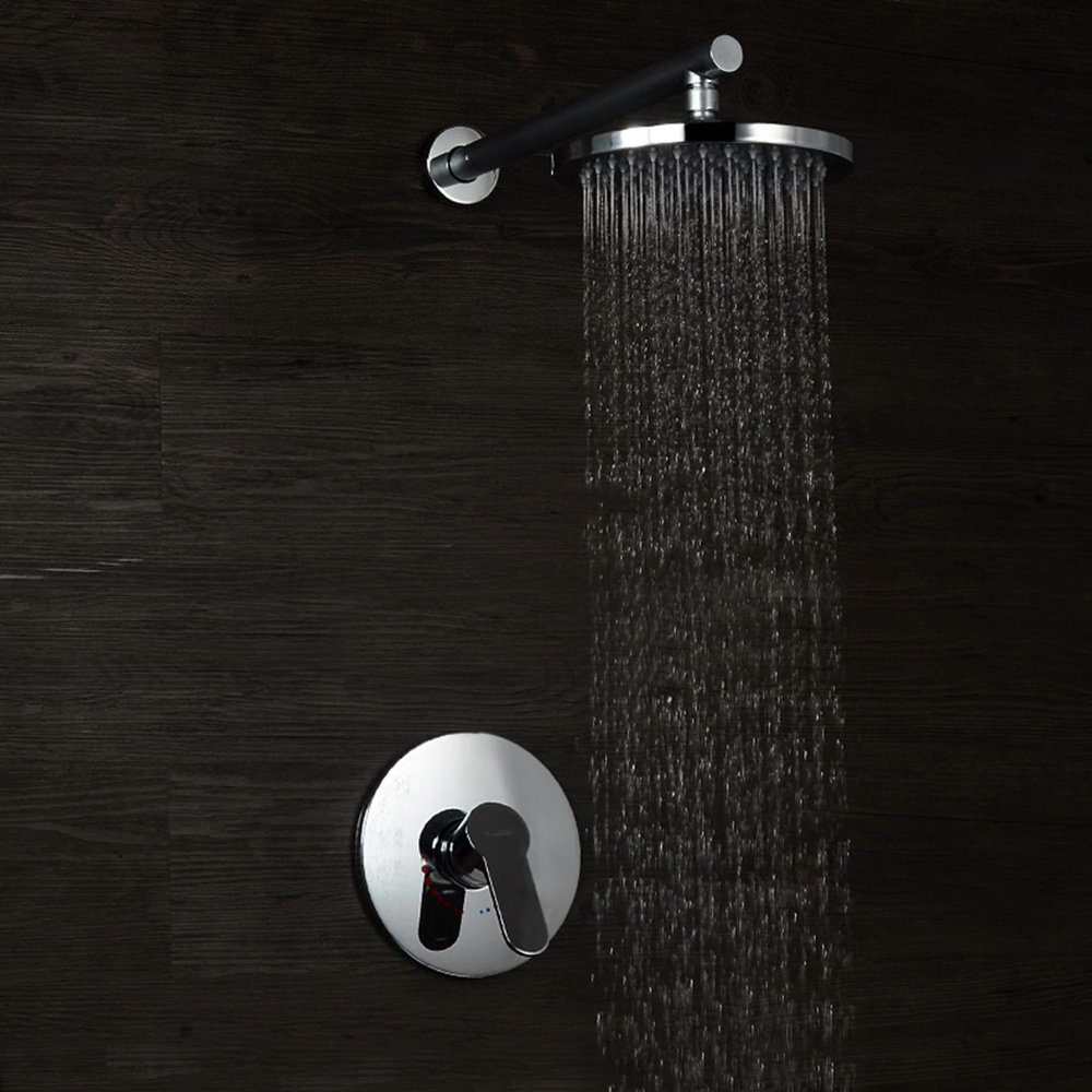 FontanaShowers Reno Rainfall Wall Mount Round Volume Control Complete Shower System with Rough