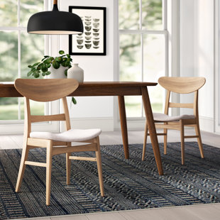 Set of 2 Melbourne Floral Fabric Upholstery Fixed Dining Chairs Seat Walnut Legs