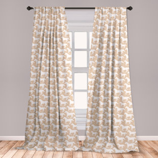tan and white curtains