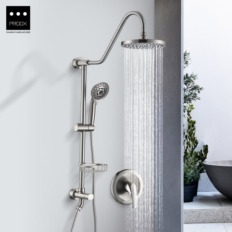 Bathroom Slide Bar with Brass Handheld Shower Bracket Adjustable Height Angle 