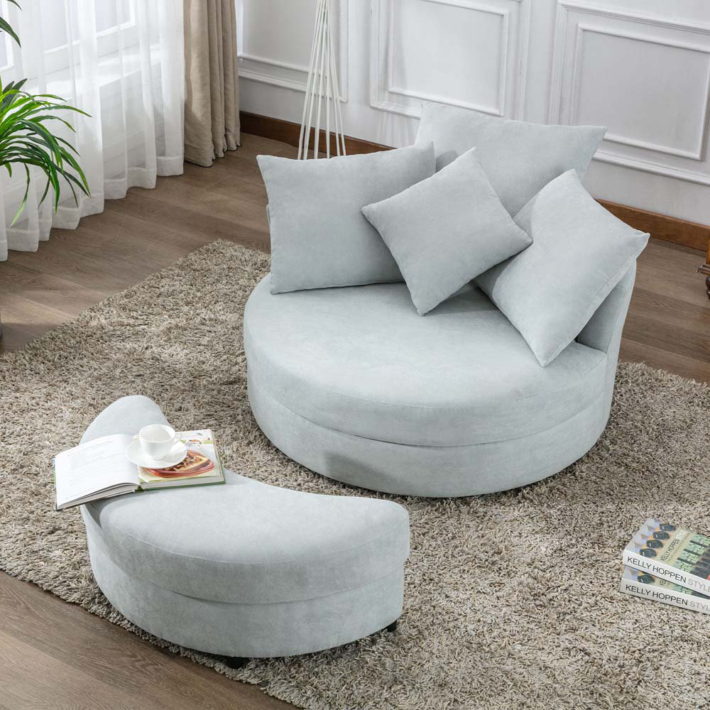 Latitude Run® Upholstered Swivel Barrel Chair | Wayfair