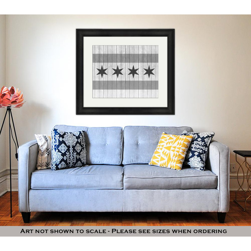 Gracie Oaks Chicago Flag On Wood Texture Background Graphic Art