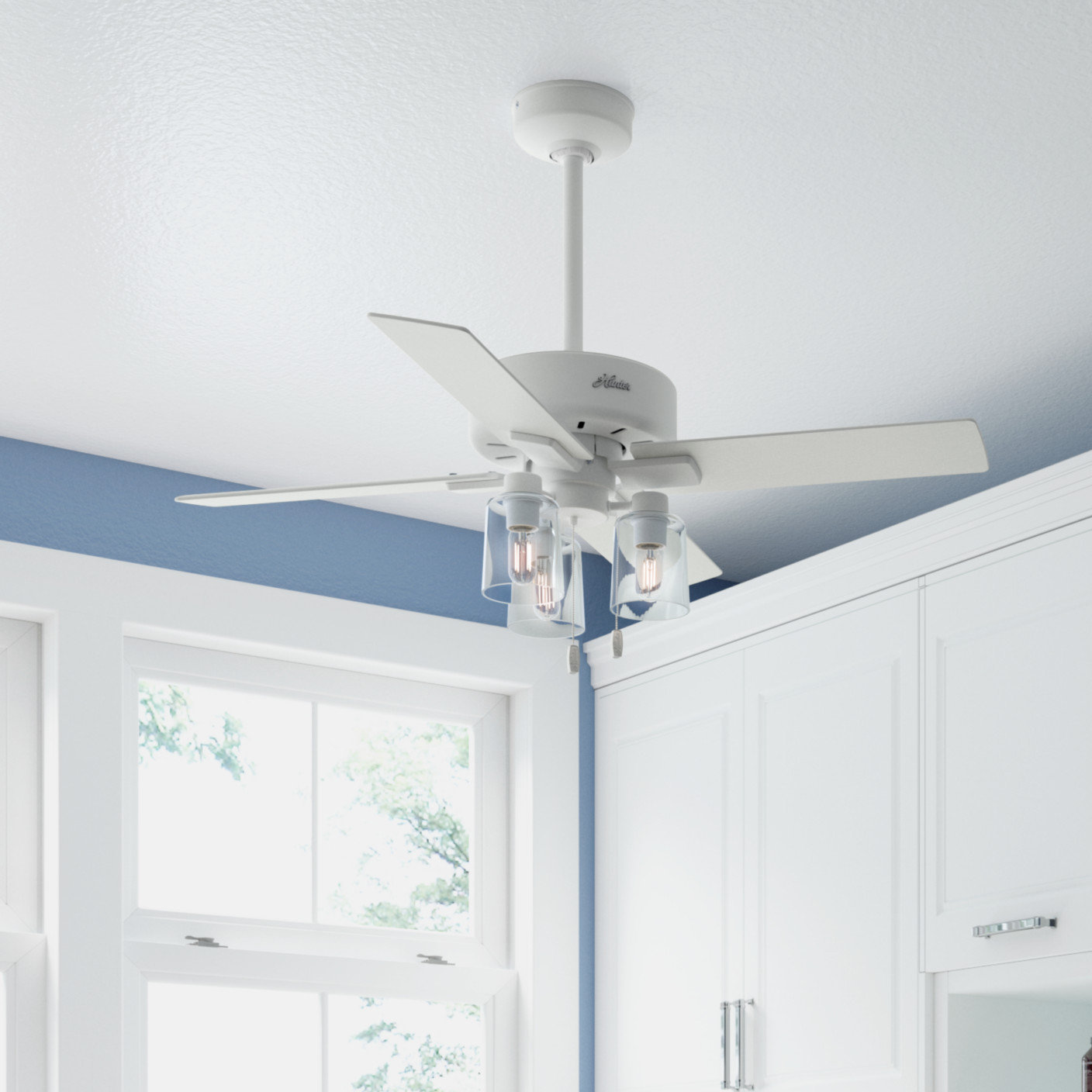 52 Hunter Pelston Indoor Ceiling Fan with LED Light and Pull Chain Matte White 52 Hunter Pelston Indoor Ceiling Fan with LED Light and Pull Chain Matte White