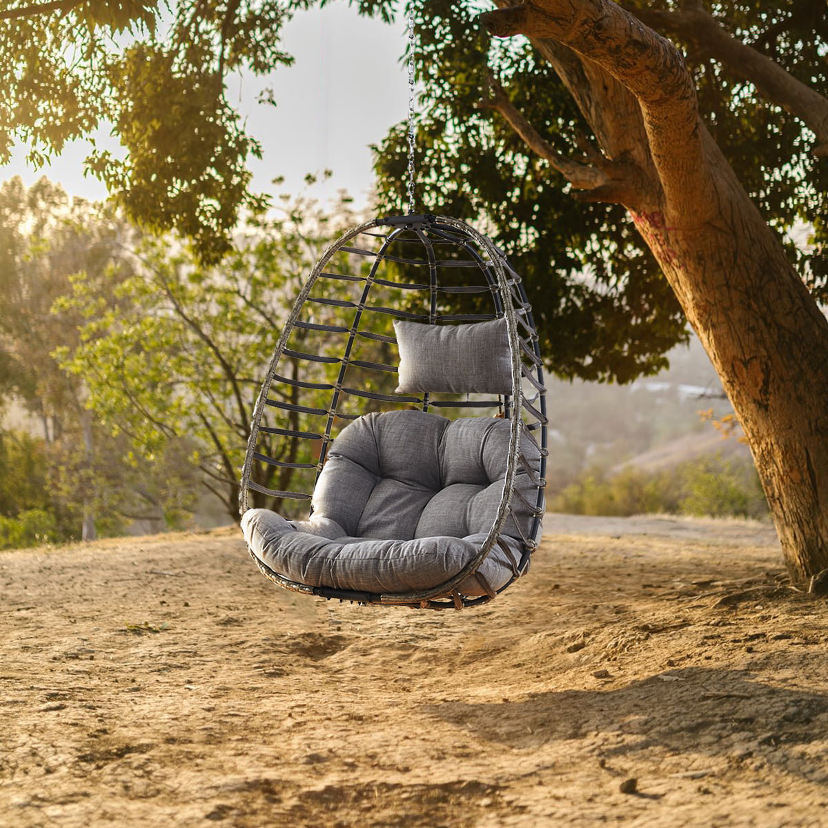 Dakota Fields Foldable Hanging Egg Chair Without Stand, PE Wicker