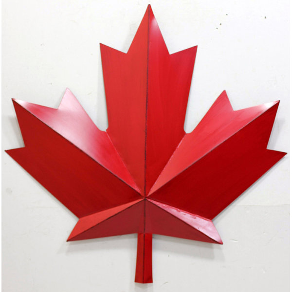 Metal+Red+Maple+Leaf+Wall+Decor