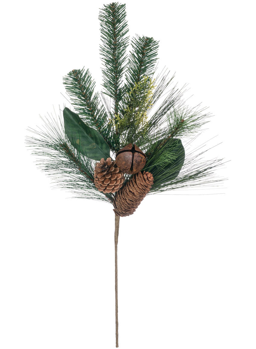 The Holiday Aisle Pine Magnolia With Bells Foliage Plant Pick Wayfair