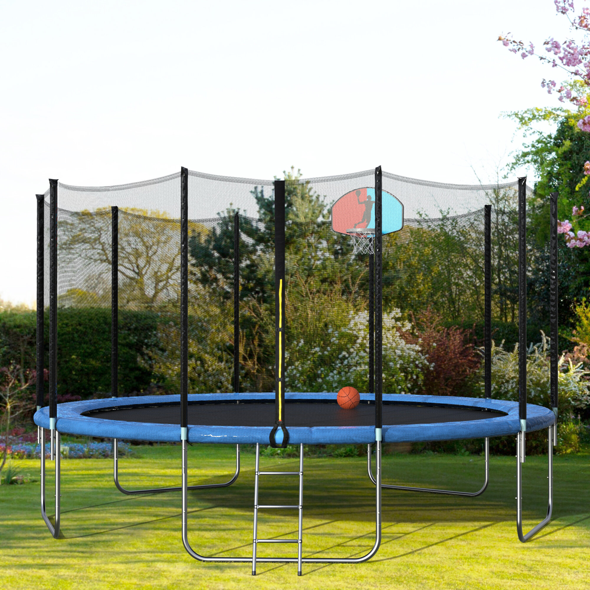 Harperbright Designs 15 Round Backyard Trampoline With Safety Enclosure Reviews Wayfair