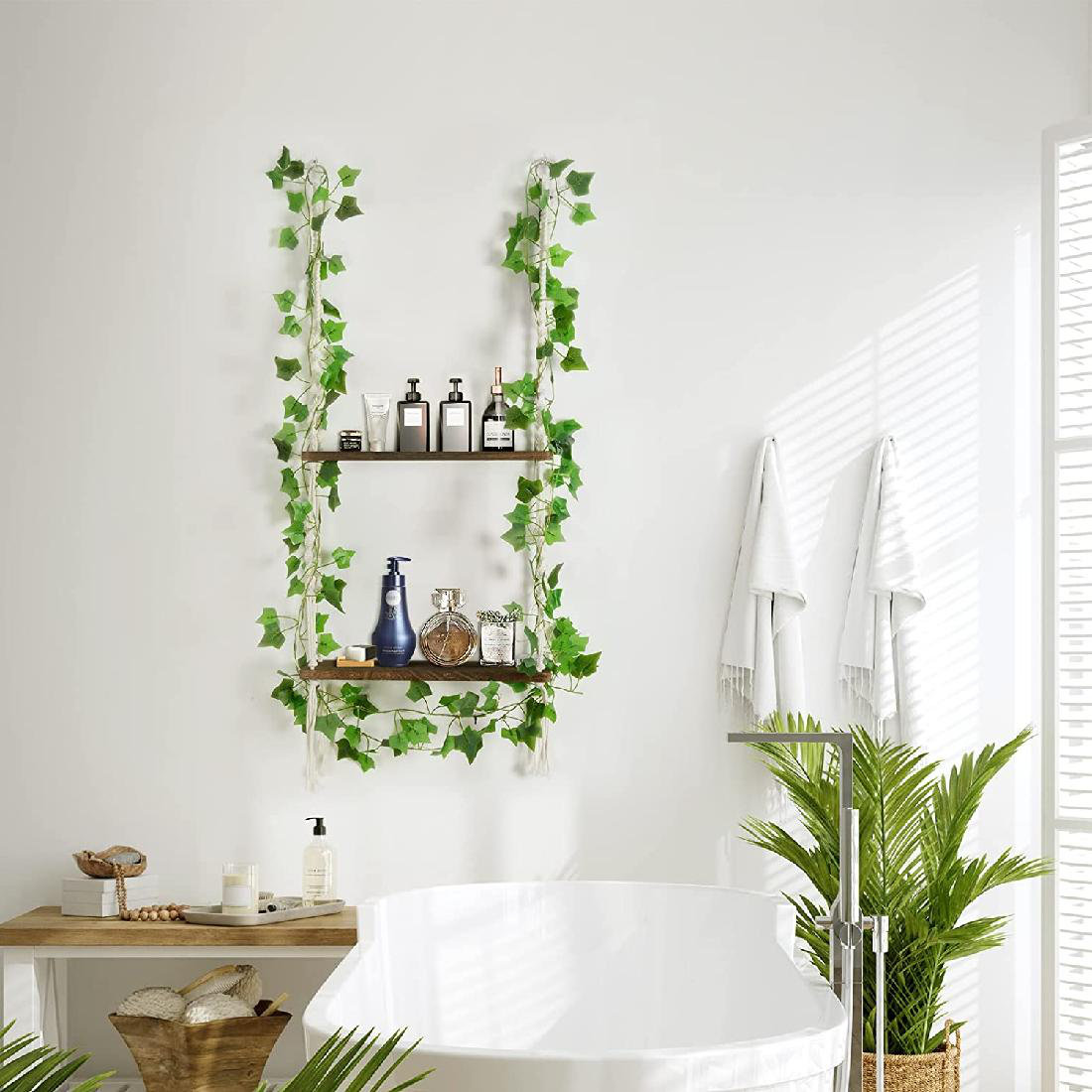 Dovecove Hanging Shelf With Vine Lights, Macrame Plant Shelf, Wall ...