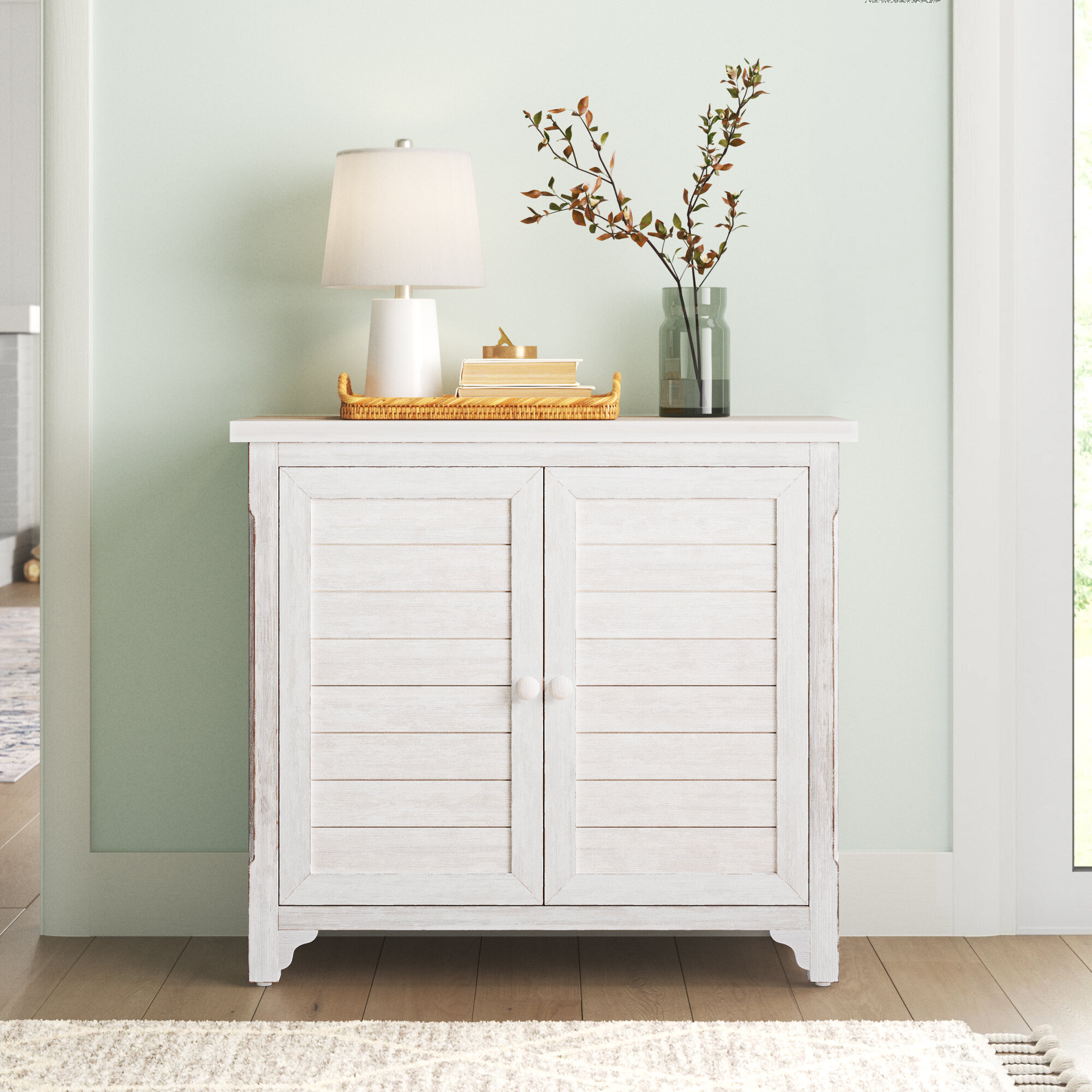 Sand & Stable Lampione 32.5'' Tall Solid Wood 2 - Door Accent Cabinet ...