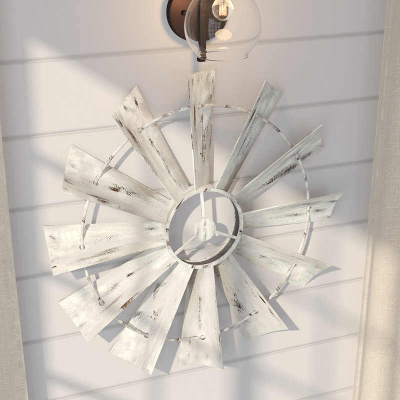 Laurel Foundry Modern Farmhouse Windmill Cream Metal Wall Decor