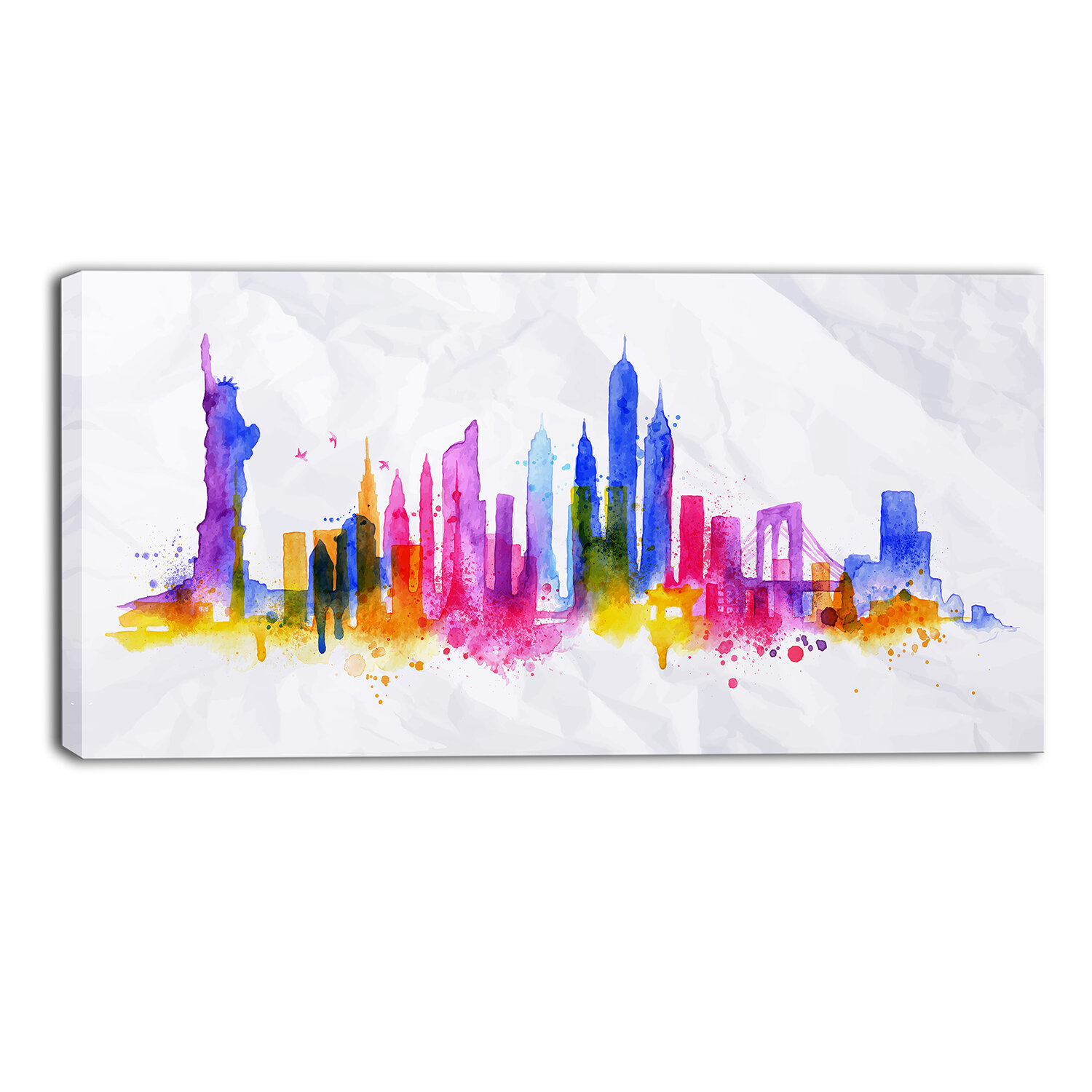 Ebern Designs Silhouette Overlay New York Cityscape Painting Print On Wrapped Canvas