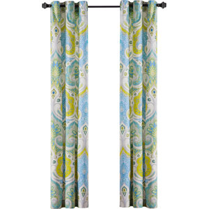 Sardinia Paisley Semi-Sheer Grommet Curtain Panels (Set of 2)