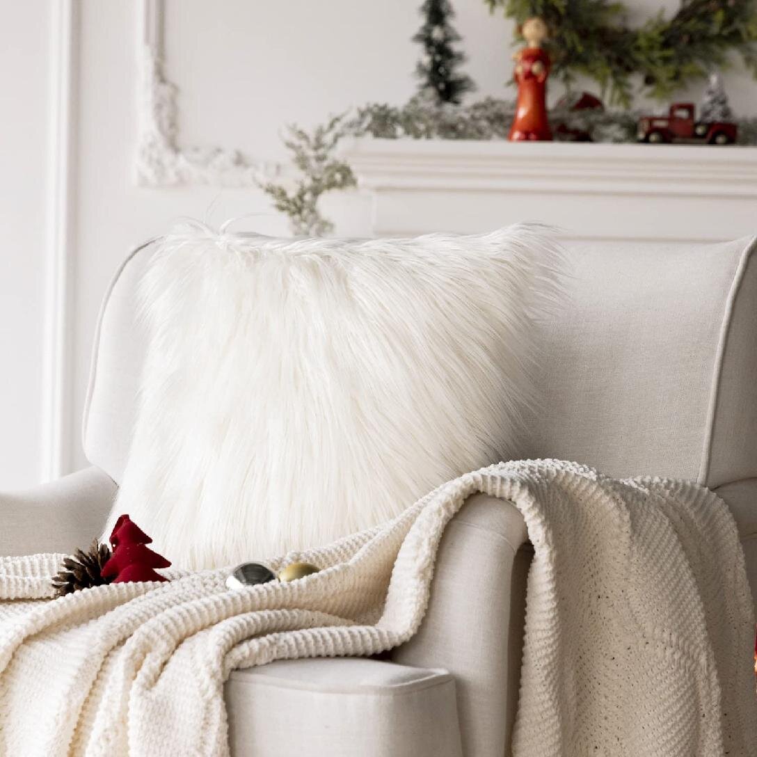 18" Fluffy Faux Fur Shaggy Pillow Case Plush Cushion  Cover Sofa Bed Home Decor