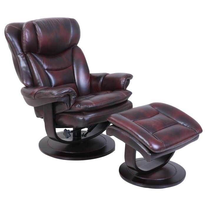 Darby Home Co Glaser Pedestal Manual Swivel Recliner With Ottoman