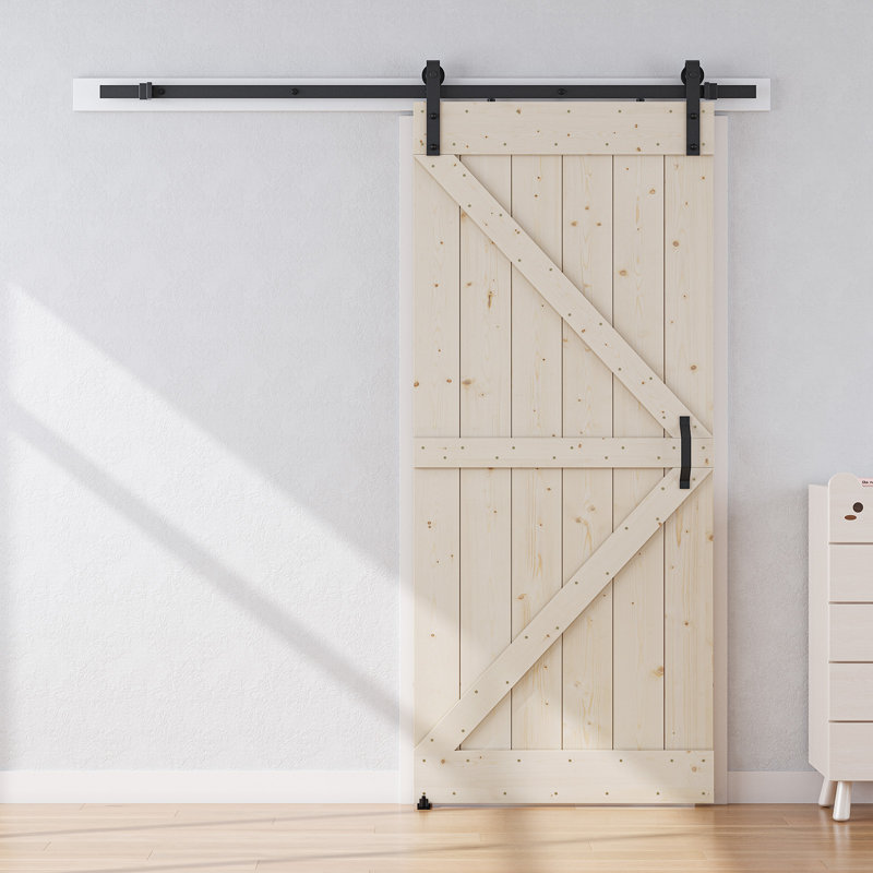 Solid Wood Paneled Barn Door with Installation Hardware Kit Finish: Unfinished, Size: 36" x 96"
