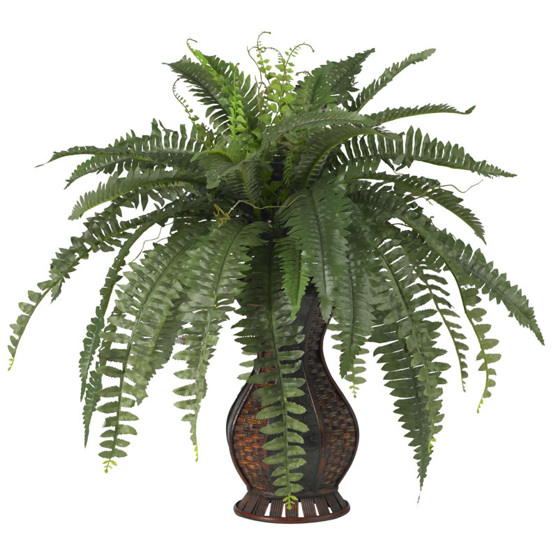 World Menagerie Boston Fern Silk Floor Plant With Urn Reviews Wayfair