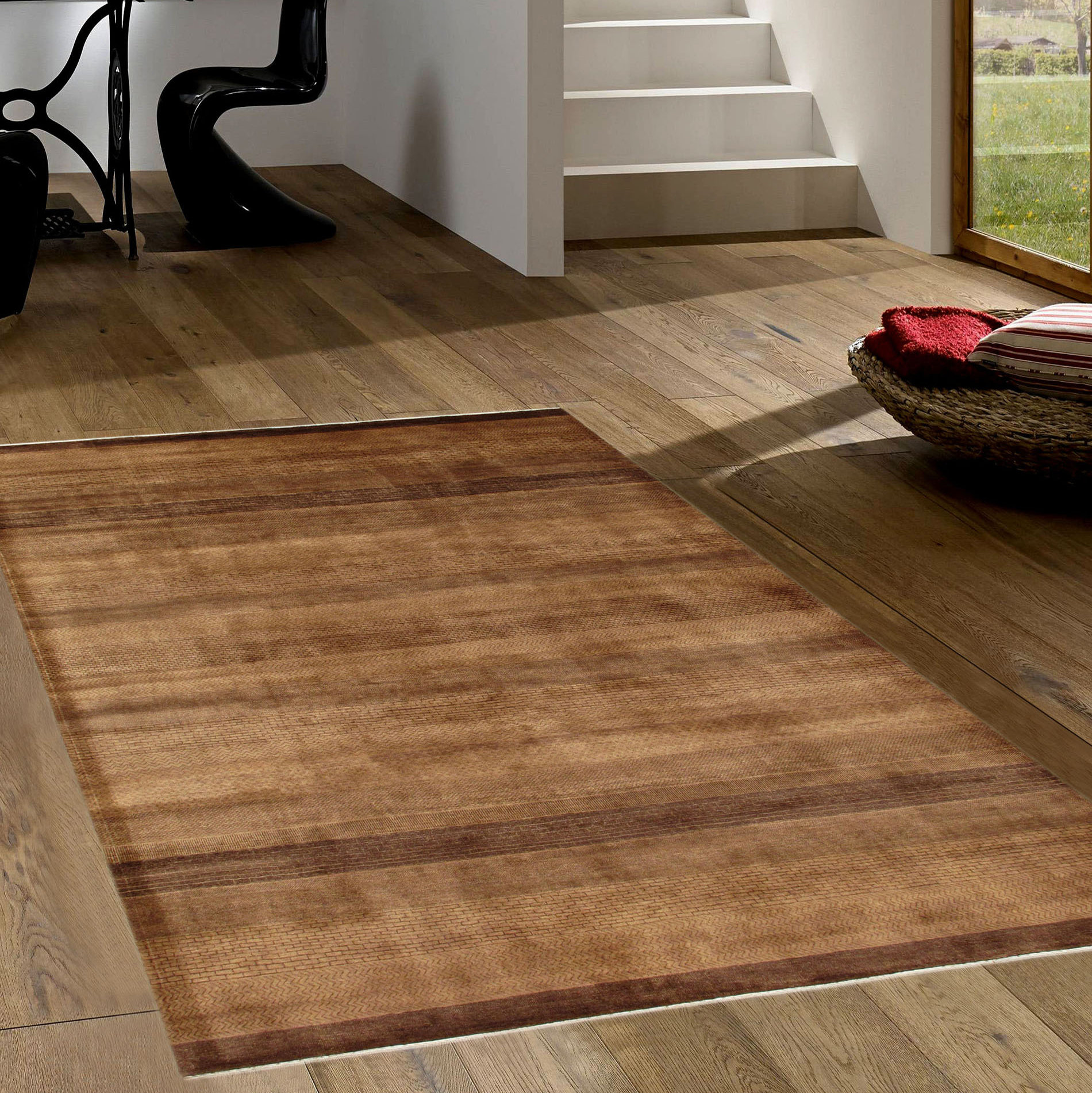 Pasargad Gabbeh Striped Hand Knotted Wool L Brown Area Rug Wayfair