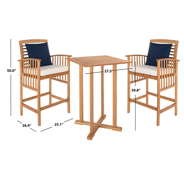 World Menagerie Kirsta 3 Piece Bar Height Dining Set With Cushions Reviews