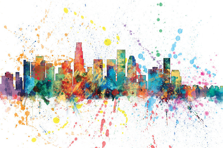 East Urban Home Rainbow Splash Skyline Series Los Angeles
