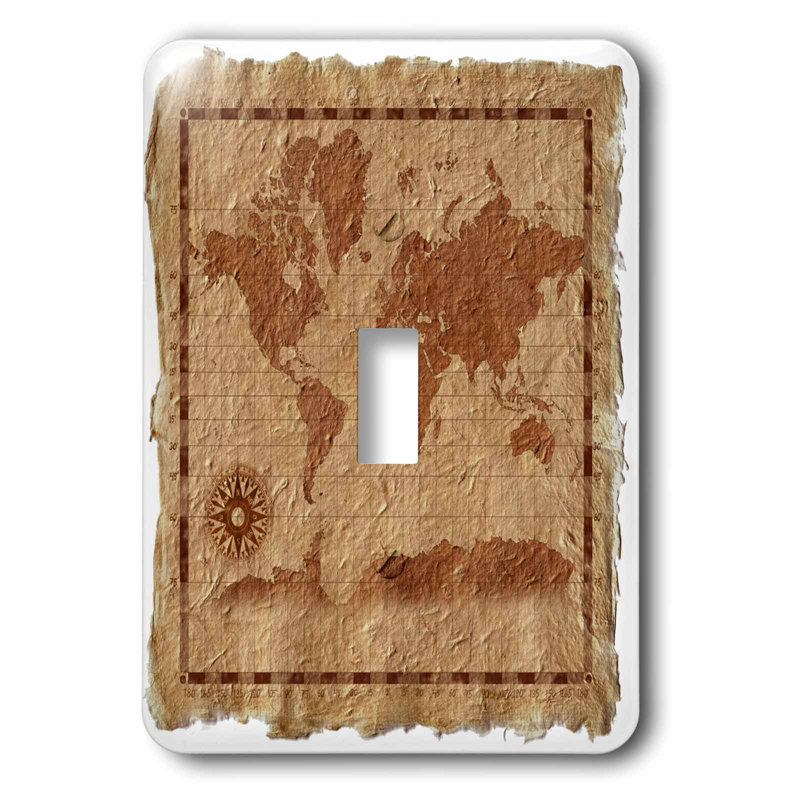 Old Map On Paper Single Toggle Light Switch