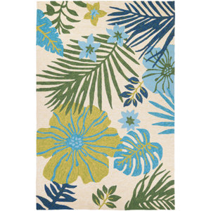 Amberjack Summer Laelia Hand-Woven Ivory/Fern Indoor/Outdoor Area Rug