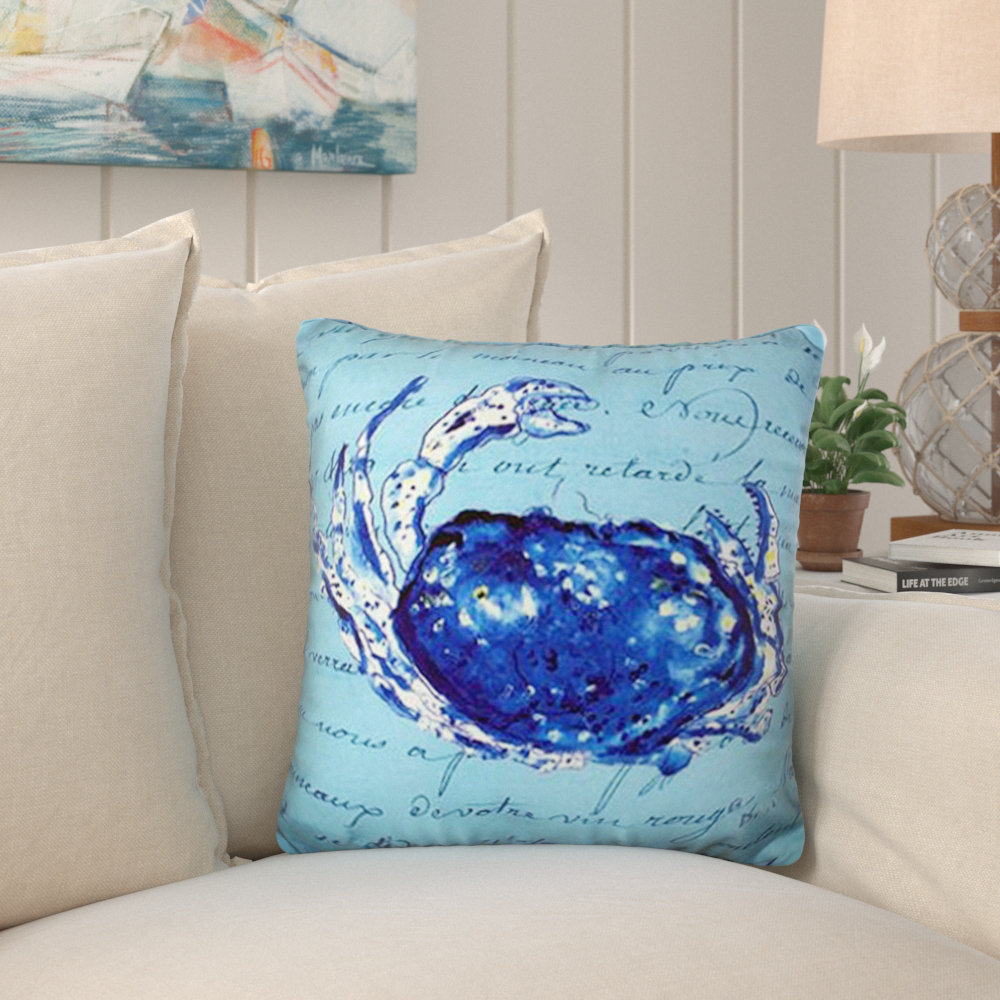 Breakwater Bay Molly Script Crab Indoor Outdoor Throw Pillow