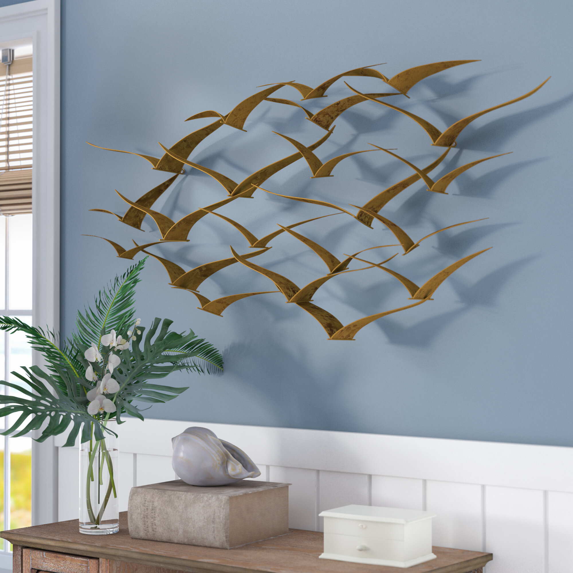 Nautical Style Fish Aqua Theme Iron Walls Decoration for Living Room Walls 150x42cm Metal Wall Sculpture Marine Decor Large Metal Wall Art 