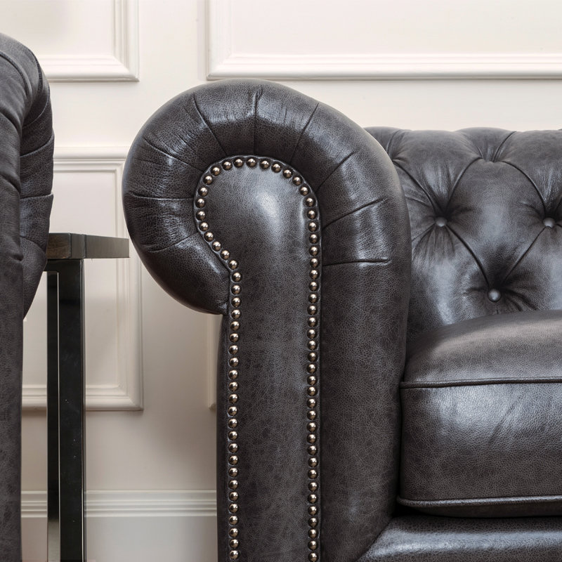 Darby Home Co Tanisha Leather Chesterfield Sofa Reviews Wayfair Tanisha Leather Chesterfield Sofa