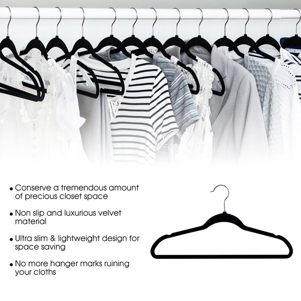 50 Black Plastic Hangers Adult Clothing Clothes Garment Dress Retail Hanger 17" 