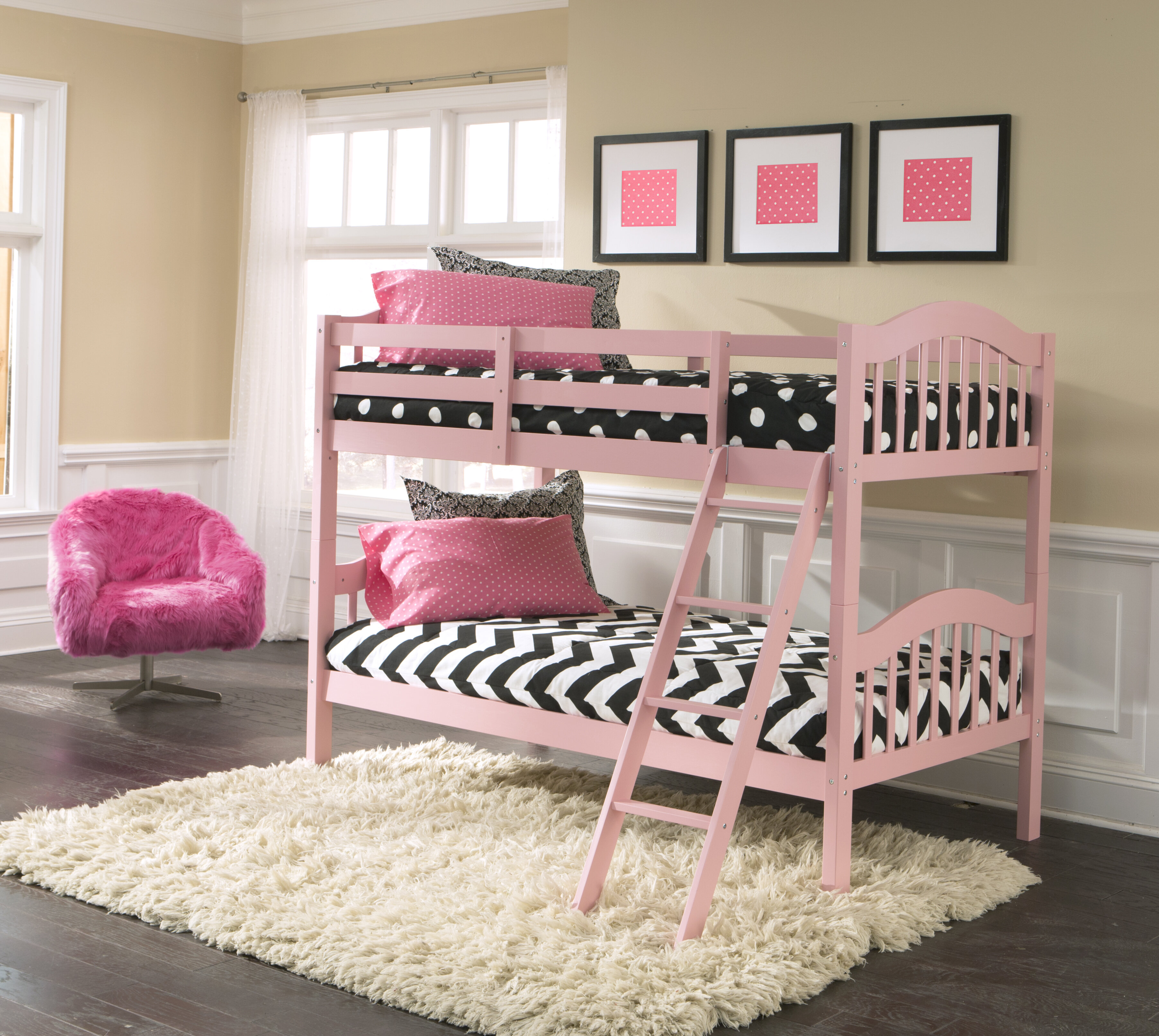 girls pink bunk beds