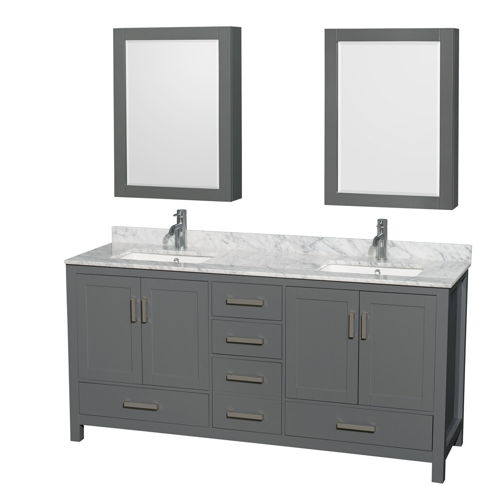 Wyndham Collection Sheffield 72 Double Bathroom Vanity Set With