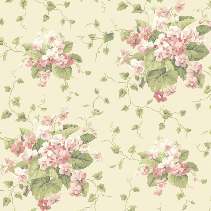 York Wallcoverings Waverly Cottage Sweet Violets 33’ x 20.5" Floral