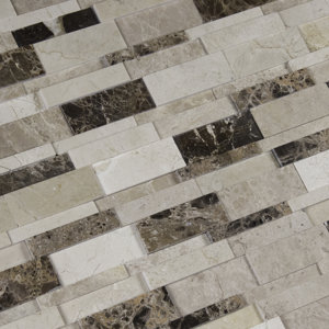 Asteria Blend Interlocking 3D Marble Mosaic Tile in Beige/Brown