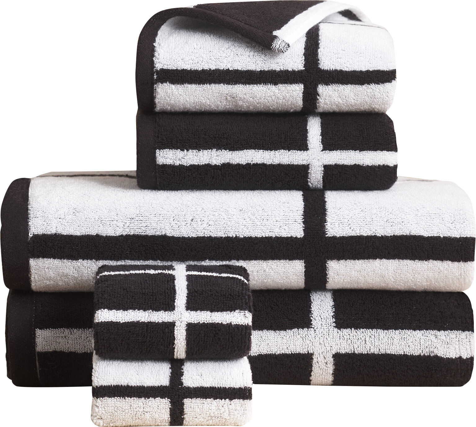 black and white bathroom towels