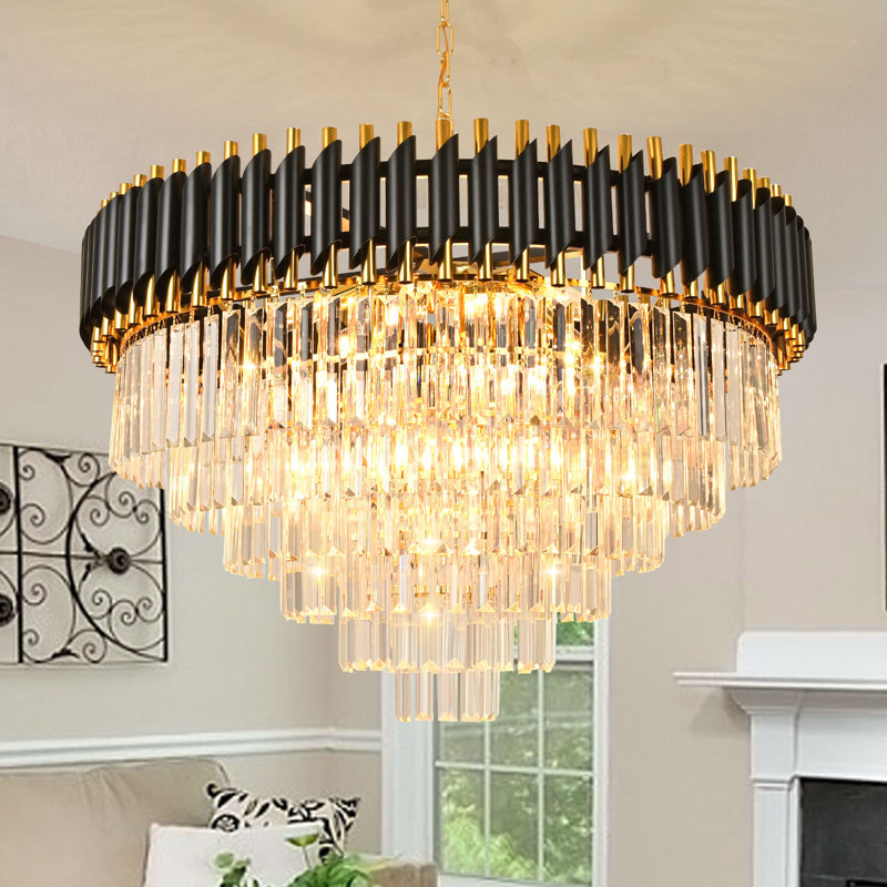 Melar 17 - Light Dimmable Tiered Chandelier Base Finish: Black