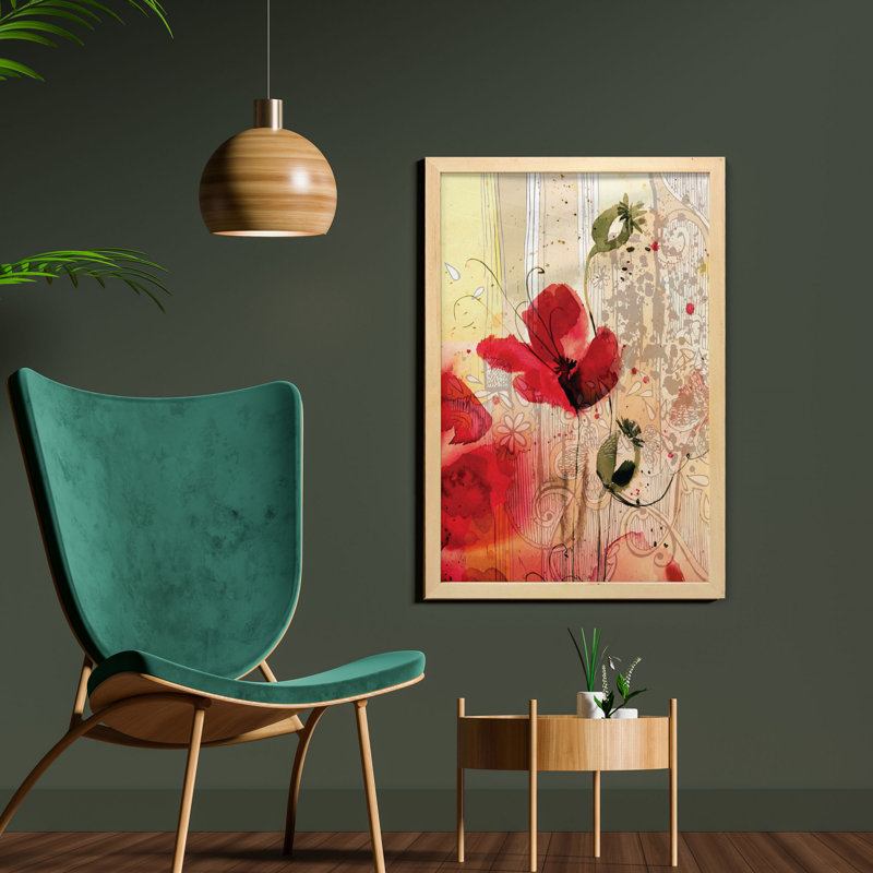 Ambesonne Flower Tapestry, Red Poppy Flower Paint Brush Splash Effect Beige  Floral Design Modern Art Print, Wall Hanging for Bedroom Living Room Dorm